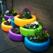 tyres and flowers